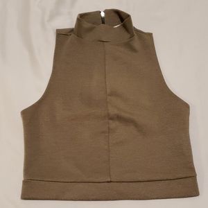 OLIVE GREEN TURTLE NECK CROP TOP